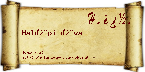 Halápi Éva névjegykártya